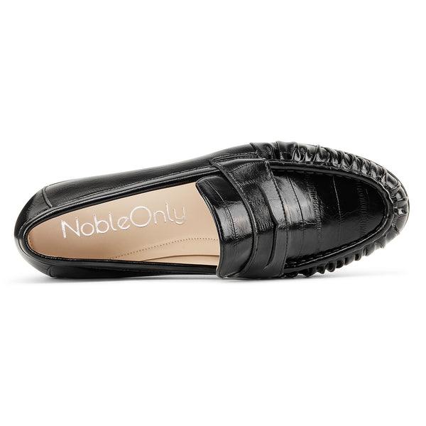 Aachcol Women's Glossy Patent Leather Braided Toe Loafers | Casual Slip-On Dress Shoes