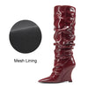 Aachool Women's Slouchy Wedge Boots | Pointed Toe Knee High Boots