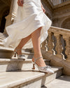 Aachcol Women's Rhinestone Bow Slingback Heels | Elegant Bridal Wedding Shoes