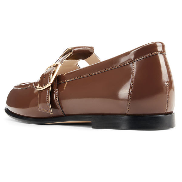 Aachcol Women's Patent Leather Gold Buckle Loafers | Casual Professional Slip-On Shoes