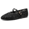 Aachcol Women's Lace Sequin Buckle Flats | Casual Elegant Dress Shoes
