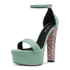 Womens Chunky Block High Platform Heel Peep Open Toe Sandals Ankle Strap Buckle Party Cute 5.9 Inches Heels