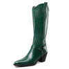 Women Ladies Cowboy Boots for Women Western Cowgirl Boots Embroidered Pointed Toe Mid Calf Boots with Chunky Block Heel 6CM Heels