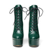 15CM High Heels Platform Stiletto Ankle Boots with Zipper and Lace-up Detail, Featuring Round Toe