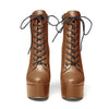 15CM High Heels Platform Stiletto Ankle Boots with Zipper and Lace-up Detail, Featuring Round Toe