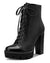 CASTAMERE Womens High Heel Platform Lace Up Booties Chunky Heel Ankle Boots with Zipper Round Toe 12CM Heels