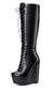 NobleOnly Women's High Heels Platform Wedge Mid Calf Boots Round-Toe Lace-Up Boot with Zipper Basic Office Boot 6" Heel Shoes
