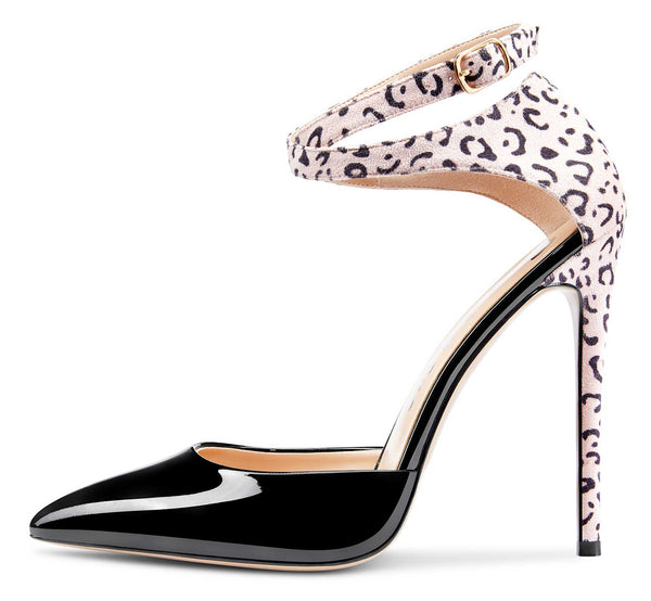 CASTAMERE Womens Ankle Strap High Heels Sandals Pointed Toe Sexy Sandal 12CM Stilettos Pumps