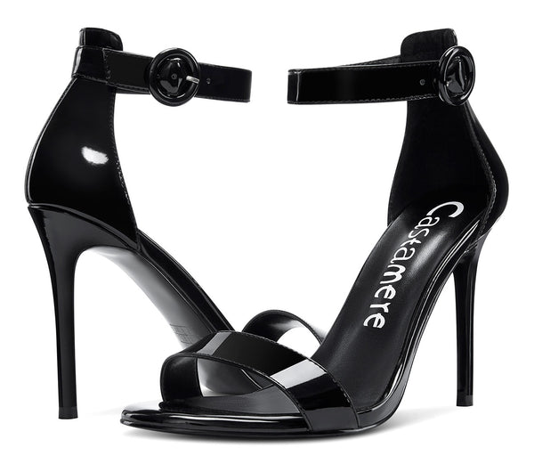 CASTAMERE Womens High Heels Sandals Buckle Ankle Strap Open Toe Basic 10CM Stilettos Sandal
