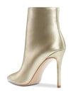 CASTAMERE Womens High Heel Ankle Boots Pointed Toe Slip-on Buckle Stiletto Silver Boot 10CM Heels