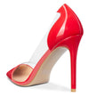 DearOnly Women's High Heels Transparent Clear Pumps Slip On Sexy Pointed Toe Stilettos 4" Inch Red Colorfull Patent Heel