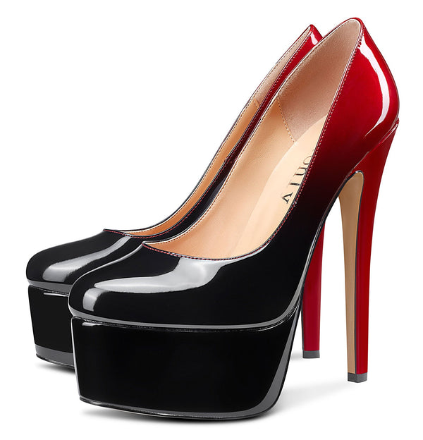 DearOnly Women's High Heels Platform Pumps Slip On Sexy Round Toe Stilettos 5.9 Inches Inch Heel Classic Dress Party Shoes