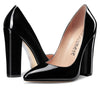CASTAMERE Womens Sky High Block Heels Pumps Pointed Toe Slip-on 4.7 Inch Heels Classic Shoes