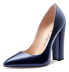 CASTAMERE Womens Sky High Block Heels Pumps Pointed Toe Slip-on 4.7 Inch Heels Classic Shoes
