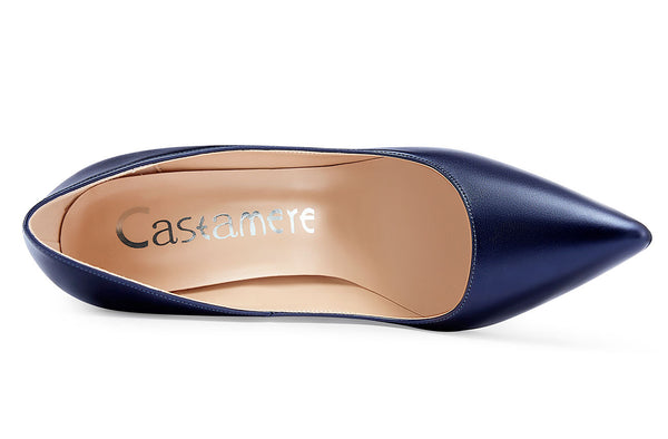 CASTAMERE Womens Sky High Block Heels Pumps Pointed Toe Slip-on 4.7 Inch Heels Classic Shoes