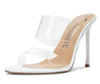 CASTAMERE Womens High Heels Slip On Sandals Clear Transparent Open Toe 10CM Stilettos Sandal