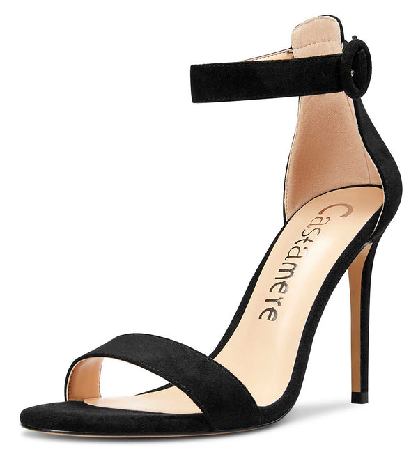 CASTAMERE Womens High Heels Sandals Buckle Ankle Strap Open Toe Basic 10CM Stilettos Sandal
