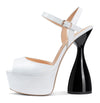 CASTAMERE Women's Chunky High Heels Platform Fashion Party Sandals Peep-Toe Ankel-Strap Sandal 6Inch Heel Shoes for Wedding Dress