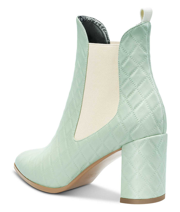 CASTAMERE Women's Chunky Block Heels Chelsea Boots Mid Heel Ankle Slip-on Pointed Toe Stretch Bootie 10CM Boot