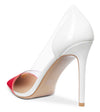 DearOnly Women's High Heels Transparent Clear Pumps Slip On Sexy Pointed Toe Stilettos 4" Inch Red Colorfull Patent Heel