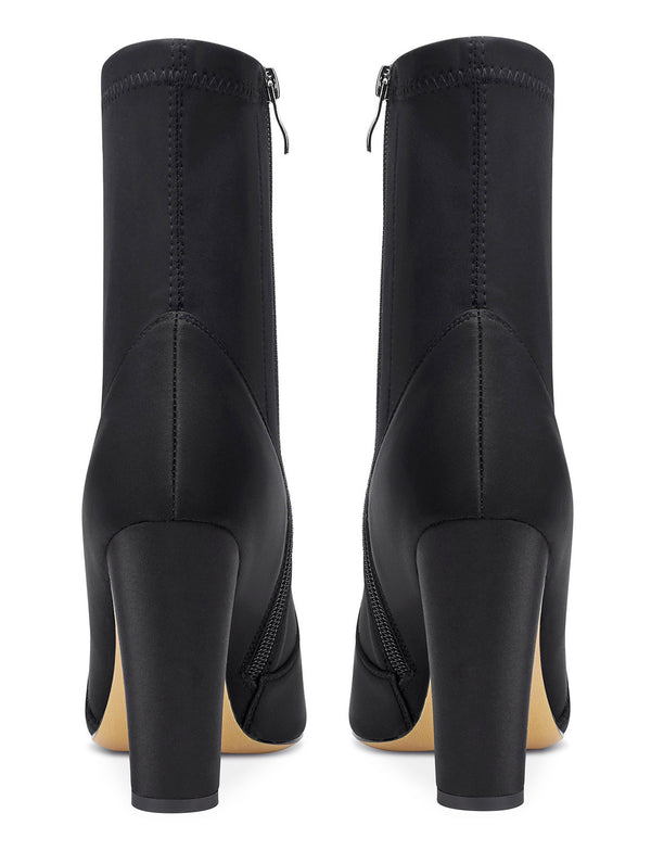 NobleOnly Women's High Heels Ankle Boots Pointed Toe Boot with Zipper Basic Office Boot 4" Chunky Heel Shoes