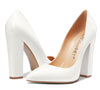 CASTAMERE Womens Sky High Block Heels Pumps Pointed Toe Slip-on 4.7 Inch Heels Classic Shoes