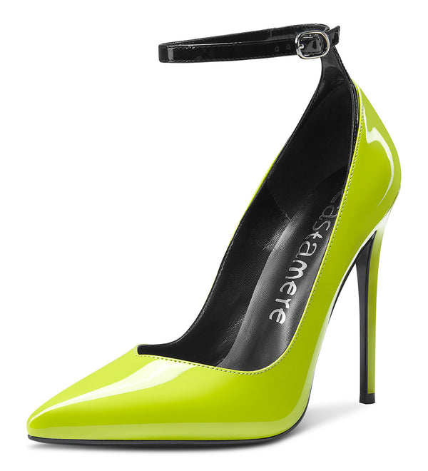 CASTAMERE Womens Sexy Ankle Strap High Heels Pumps Elegant Pointy Toe Stilettos 12CM Heel Shoes