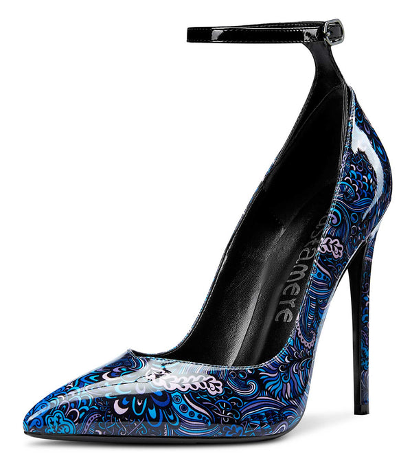 CASTAMERE Womens Sexy Ankle Strap High Heels Pumps Elegant Pointy Toe Stilettos 12CM Heel Shoes