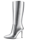 CASTAMERE Womens Knee High Boots High Heels Elegant Pointy Toe Stilettos Boot with Zipper 10CM Heel