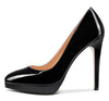 CASTAMERE Womens High Heels Platform Pumps Slip-on Stilettos 12CM Heel Office Dress Patent Shoes