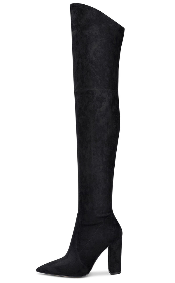 CASTAMERE Womens High Heels Over The Knee Boots Sexy Pointy Toe Chunky Block 10CM Heel Boot with Zipper