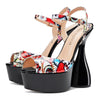 CASTAMERE Women's Chunky High Heels Platform Fashion Party Sandals Peep-Toe Ankel-Strap Sandal 6Inch Heel Shoes for Wedding Dress