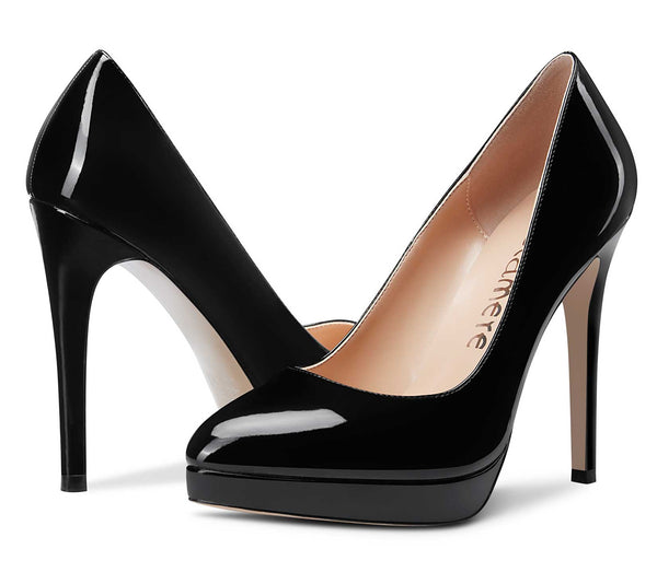 CASTAMERE Womens High Heels Platform Pumps Slip-on Stilettos 12CM Heel Office Dress Patent Shoes