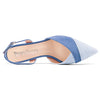 TNYNFBEB Women Mid Heel Pointed Cap Toe Sandals Ankle Strap Slingback Buckle Patchwork Wedding Party Cute Basic Classic 2.6 Inches Heels Blue