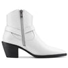 Aachcol Women Ankle Boots Short Bootie Square Toe Low Kitten Chunky Block Heel Western Cowboy Cowgirl Matte Zipper Dress Shoes White 2.5 Inch