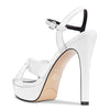 Aachcol Women Sandals Platform Peep Open Toe Ankle Strap Slingback Stiletto High Heel Dress Shoes Pumps Wedding Satin White 5 Inch