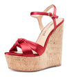 CASTAMERE Women's Sky High Wedge Heel Sandals Ankle-Strap Open-Toe High Heels Sandal Bowknot Party Dress 6Inch Heel Shoes