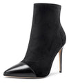 CASTAMERE Women's High Heel Ankle Boots Slip-on Pointed Toe Stretch Boot Stilettos Classic PU-Suede Boots 10CM Heels