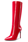 CASTAMERE Womens Knee High Boots High Heels Elegant Pointy Toe Stilettos Boot with Zipper 10CM Heel
