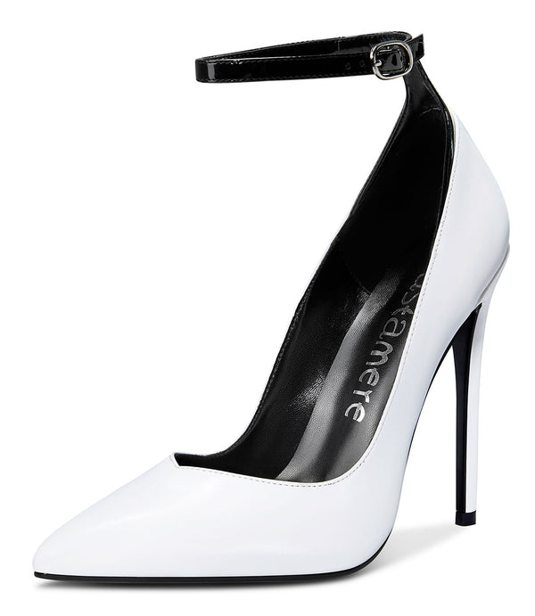 CASTAMERE Womens Sexy Ankle Strap High Heels Pumps Elegant Pointy Toe Stilettos 12CM Heel Shoes
