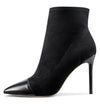 CASTAMERE Women's High Heel Ankle Boots Slip-on Pointed Toe Stretch Boot Stilettos Classic PU-Suede Boots 10CM Heels