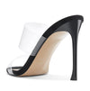 CASTAMERE Womens High Heels Slip On Sandals Clear Transparent Open Toe 10CM Stilettos Sandal