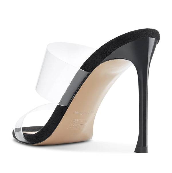 CASTAMERE Womens High Heels Slip On Sandals Clear Transparent Open Toe 10CM Stilettos Sandal