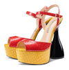 CASTAMERE Women's Chunky High Heels Platform Fashion Party Sandals Peep-Toe Ankel-Strap Sandal 6Inch Heel Shoes for Wedding Dress
