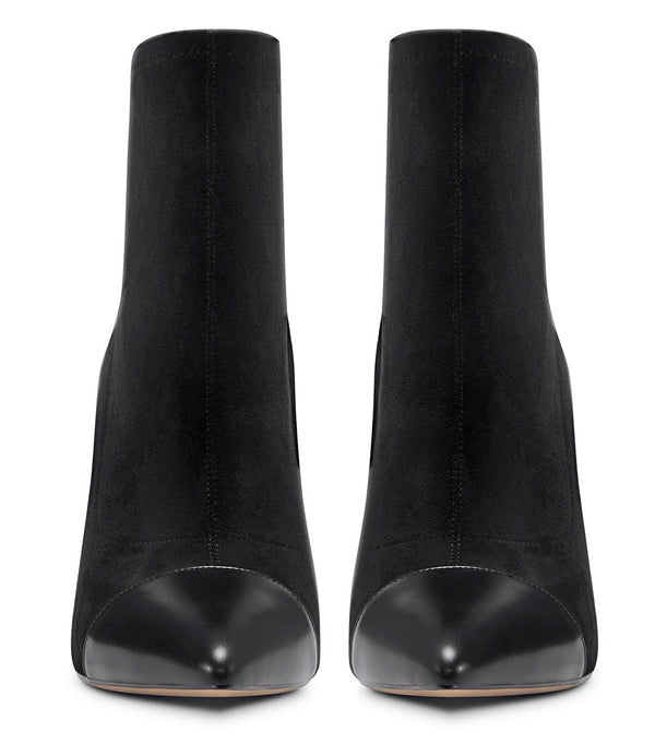 CASTAMERE Women's High Heel Ankle Boots Slip-on Pointed Toe Stretch Boot Stilettos Classic PU-Suede Boots 10CM Heels
