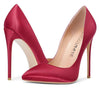 CASTAMERE Womens Sky High Heels Basic Pumps Pointed Toe Stilettos 12CM Heel Satin Shoes