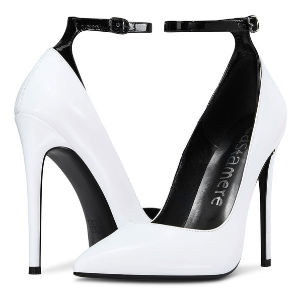CASTAMERE Womens Sexy Ankle Strap High Heels Pumps Elegant Pointy Toe Stilettos 12CM Heel Shoes