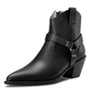 Aachcol Women Ankle Boots Short Bootie Square Toe Low Kitten Chunky Block Heel Western Cowboy Cowgirl Matte Zipper Dress Shoes Black 2.5 Inch