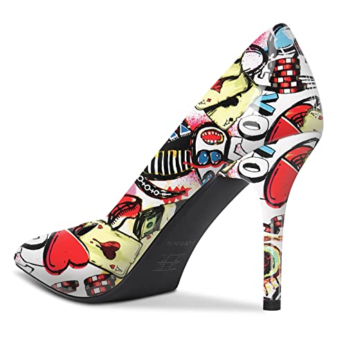 DearOnly Womens Pumps Pointed Toe Slip On Stiletto High Heel Patent Dress Shoes Office Multicolor 3.5 Inch