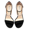 Aachcol Women Sandals Peep Open Toe Ankle Strap Stiletto High Heel Sexy Dress Shoes Pumps Office Wedding Satin Black 3 Inch
